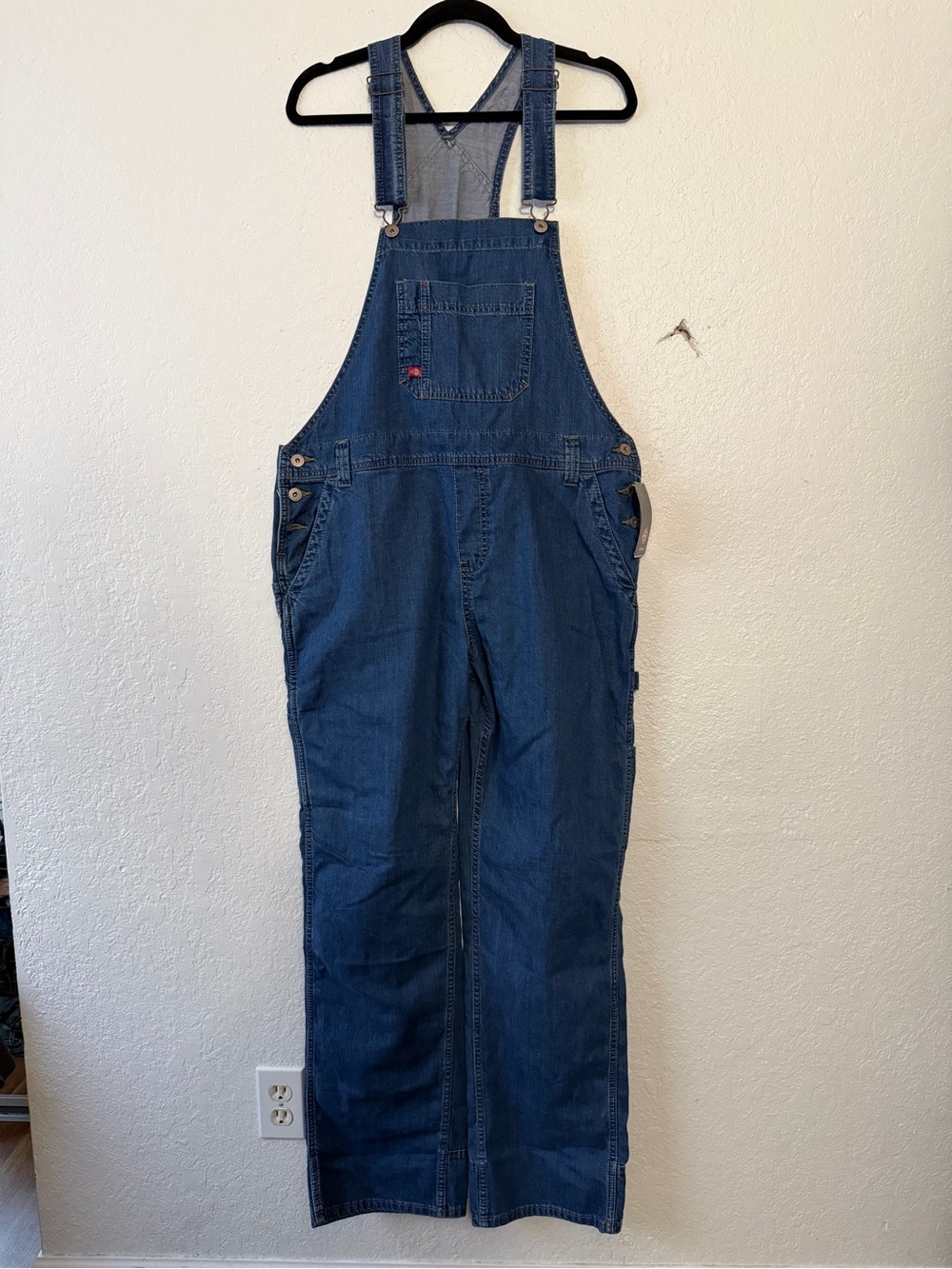 Dickies Relaxed Denim Overalls in Dark Blue